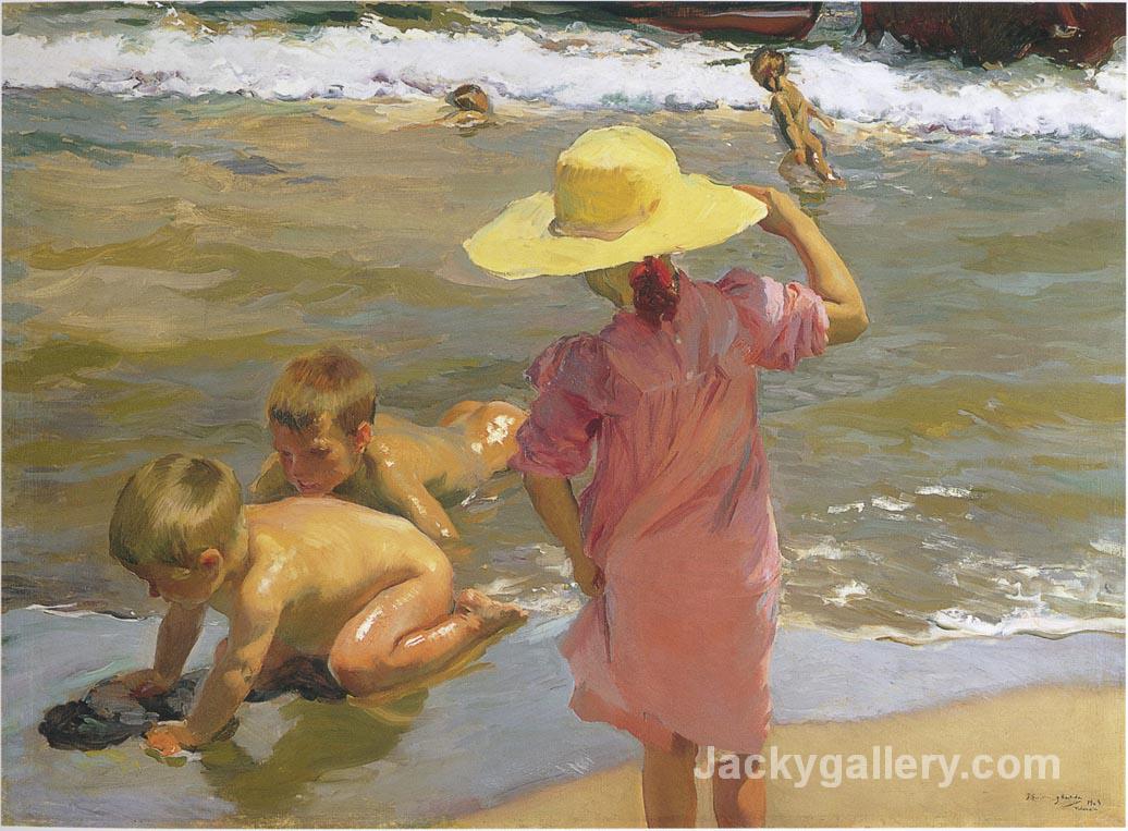 <b>Children</b> on the seashore by Joaquin Sorolla y Bastida paintings reproductio...