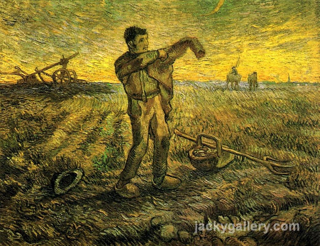 Evening - The End of the Day after Millet, Vincent Van Gogh high quality  hand-painted oil painting reproduction